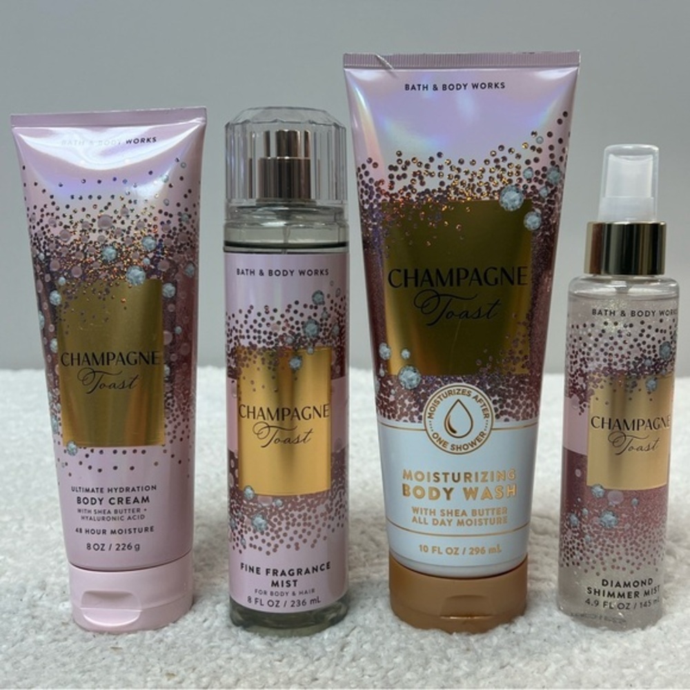 B&B Works "Champagne Toast" Body Creme, Diamond Shimmer, Frag. Mist., Body Wash